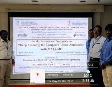 One Day Faculty Development Programme
                                            on “Deep Learning for Computer Vision Application with MATLAB”, on 01 Oct 2019