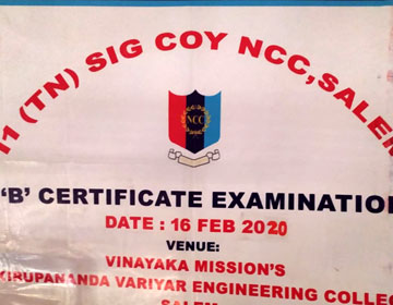 NCC 'B' Certificate Examination, on 15 & 16 Feb 2020