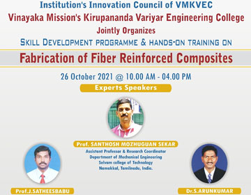 Skill development and Hands on Training on Fabrication of Fibre Reinforced Composites, organised by Dept. of Mechanical Engineering, on 26 Oct 2021