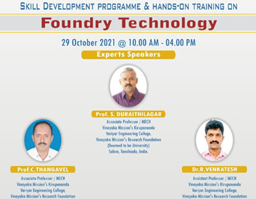 Skill development and Hands on Training on Foundry Technology, organised by Dept. of Mechanical Engineering, on 29 Oct 2021